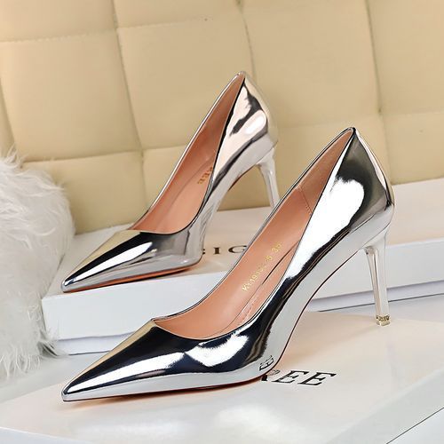 Silver pump shoes online
