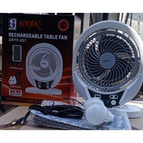Generic Sonik Rechargeable table Fan with AC/DC+Solar Panel+2 LED bulbs, mobile version - image 3