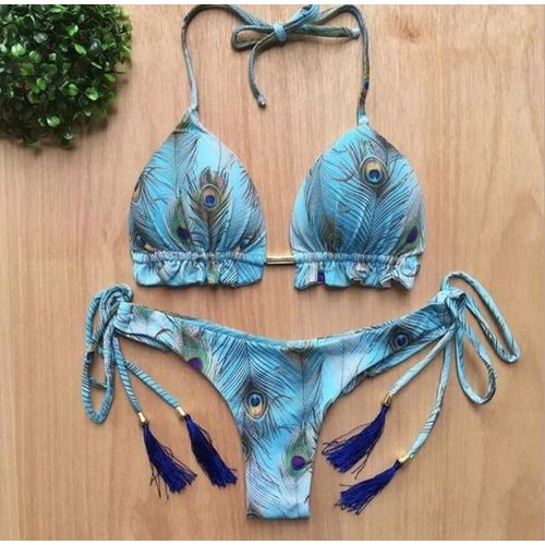 2024 Leaves Print Bikini Swimsuit Women Push Up Bikini Set Bandeau Swimwear  Female Beach Wear Bathing Suit Brazilian Biquini