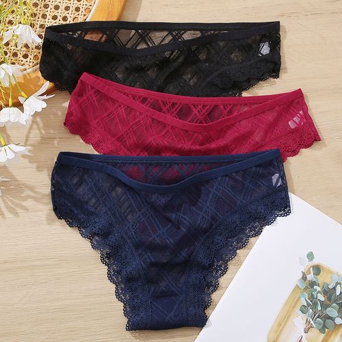 Women Sexy Floral Lace Mesh Panties Low Rise Hollow Out Transparent Plus  Size High Waisted Thong Panties for : : Clothing, Shoes 