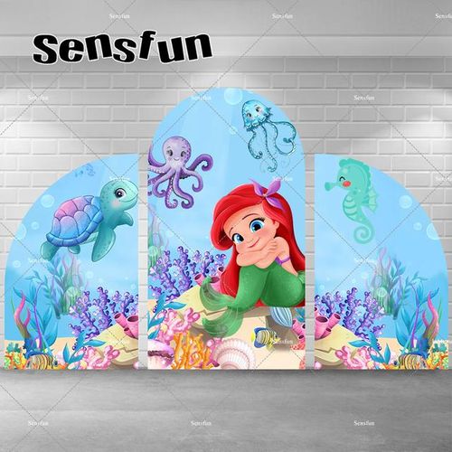 Little Mermaid Backdrop Girls Birthday Decoration Ariel Princess