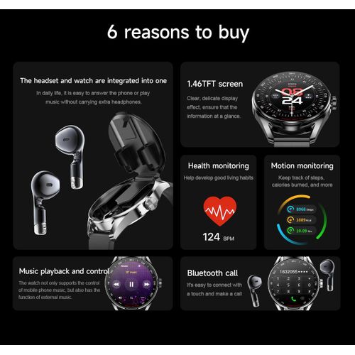 product_image_name-SupDevice-Local Stock-1.46-inch D9 headphone 2-in-1 smartwatch, 240mAh polymer lithium battery, Bluetooth call, health monitoring, NFC, compatible system, sports mode, 15-day battery life, Black-5