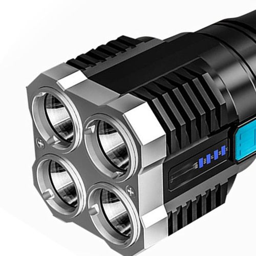 product_image_name-Generic-BATTERY INDICATOR LONG LASTING FLASHLIGHT TORCHLIGHT, Waterproof Outdoor And Indoor Flashlight, USB Rechargeable Torchlight, Led Flashlight, Camping Hiking Torchlight, High Power LED Flashlights Camping Torch With 4 Lamp Leds, LED Camping Lantern Light-2