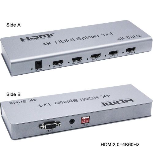 Generic HDMI 1x4 Splitter 4K 60Hz with HDCP 2.2 for Multi-Display Screen Mirroring