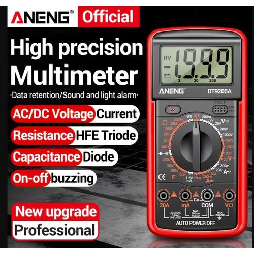 product_image_name-ANENG-DT9205A-12 Back Shockproof Protection Cover Back Support Frame Digital Multimeter True RMS AC/DC Current Tester 1999 Counts Ohm Capacitor Voltage Meter Multifunction Tool -2