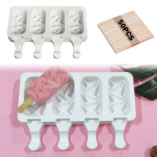 4-Cavity Baking Mini Silicone Ice Cream Molds Popsicle Molds Cake