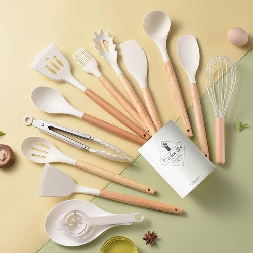 product_image_name-Generic-12PCS Silicon Non-Stick Cooking Spoon Set- white-1