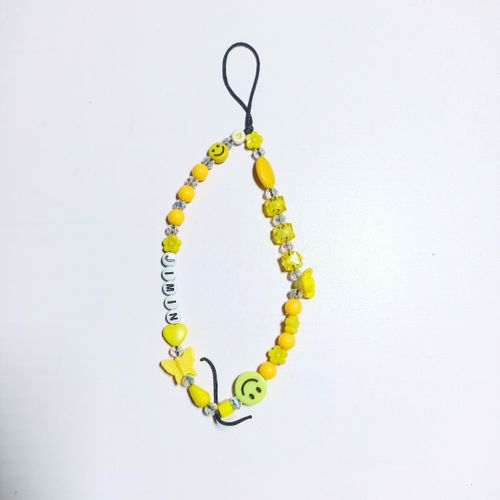 product_image_name-Beads-Korean BTS Jimin Ribbon Love Flower Butterfly Phone Chain Charm Lanyard Strap Pendant Accessories Girl - Yellow-1