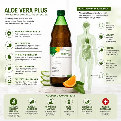 NEOLINE NEO LIFE Aloevera Plus Orange - 1 Litre (Single).