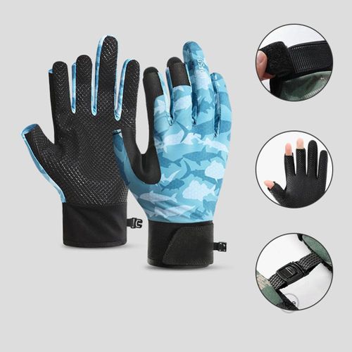 Generic 3 Cut Wearable Fishing Gloves For Men Anti-Slip Breathable