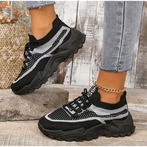 product_image_name-Ladies Everything-Blue jean simple shoes for elegant ladies - school and fashion shoes - black women’s sneakers chunky lace-up training shoes-5
