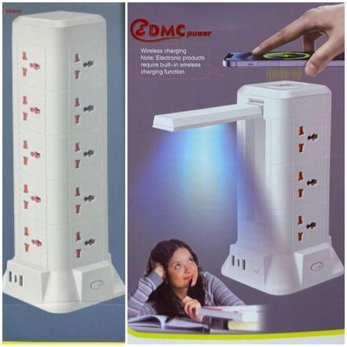 Generic 25,000W high power Heavy Duty Socket - 2USB + PD TypeC Output + wireless charger top + folding led lamp - image 2