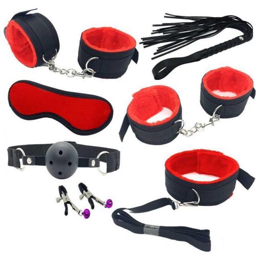 Generic BDSM Kit Bondage Restraint 10 Pieces HandCuff Whip