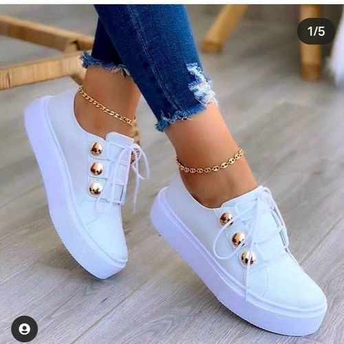 Fashion Casual Women's Single Shoes Round Toe Platform Casual Shoes Women's  Shoes White