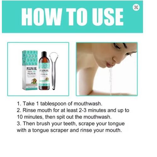 product_image_name-Generic-Coconut Mint Pulling Oil Mouthwash Kit With Tongue Scraper Fresh Oral Breath Odor Removal Alcohol-Free Whiten Tool Mouth Care-2