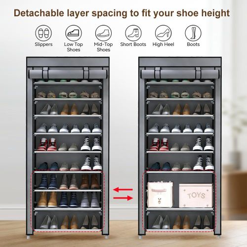 Generic Dustproof Fabric Shoe Rack Organizer 10 Layer Large Capacity Storage Cabinet for Entryway Bedroom - image 4