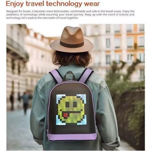 product_image_name-Loy Bags-APP Controlled LOY LED Dynamic Advertising Display Backpack for Children & Ladies Waterproof Oxford Material PVC Zipper Smart School Bag PINK-3