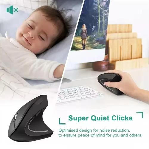 Generic An ergonomic wireless vertical mouse with 2.4GHz wireless optical technology. 3 adjustable DPI settings: 800/1200/1600. 6 buttons. Suitable for laptops, PCs, and desktop computers. Battery-powered version. - image 5