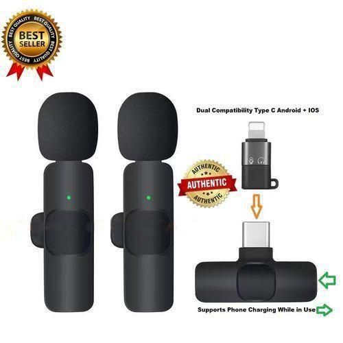 product_image_name-K9-Double Wireless Lapel Microphone Tie Mic TYPE-C Phones Android IPhone + IOS Adapter-1