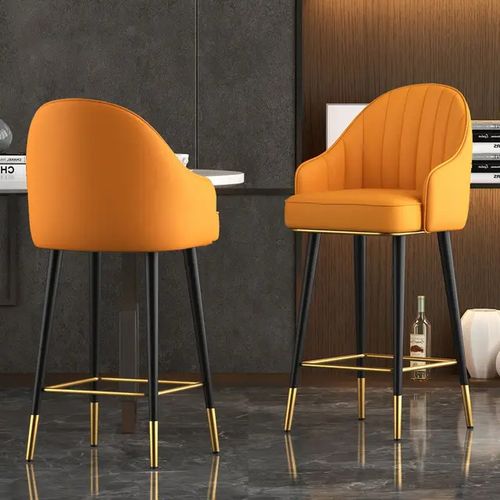product_image_name-Generic-4Leg  Rotating  Seat Padded Bar Stools- ORANGE Set Of 2-1
