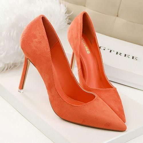 Orange stiletto shoes store