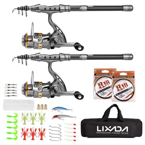 Lixada Fishing Pole Combo Set 2PCS Rod And Reel Telescopic Fishing