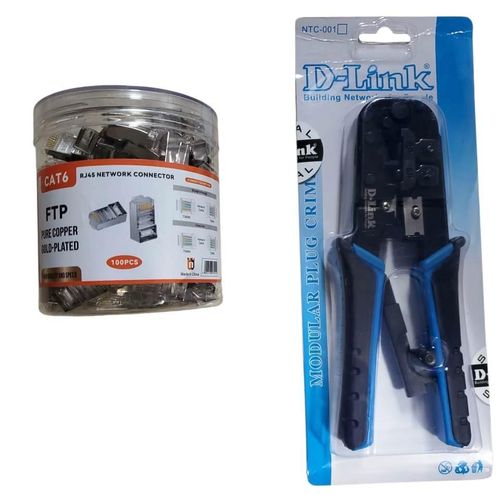 D-Link  Crimper Cutter Stripper All-in-one Multi-Tool for Network  & 100pcs Cat6 FTP pure copper gold-plated plug - image 3