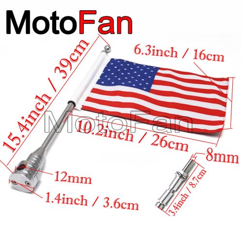 Generic Custom Motorcycle Flag Pole Mount Holders USA American