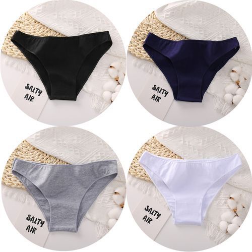 Fashion 3PCS/Set Cotton Underwear Women M_2XL Comfortable Panties Ladies Plus  Size Underpants Solid Color Briefs Female Lingerie(#4pcs Set 22)