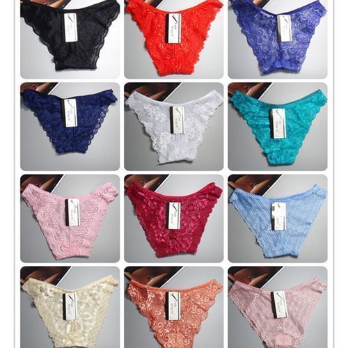 Fashion All Ladies Lace Panties Briefs - 12 Pcs