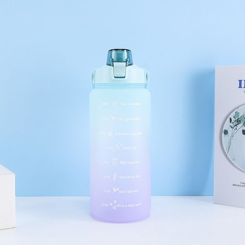 2l Large Capacity Water Bottle Straw Cup High Temperature Plastic Water Cup  Time Scale Frosted Outdoor Sports Student Couple Cup