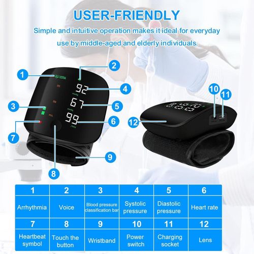 Generic Rechargeable Wrist BP Device with Large LCD Display, Voice Broadcast, Portable Carrying Case - image 2