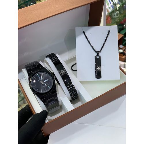 POEDAGAR Men's wrist Watch, bracelet and necklace