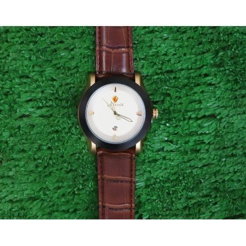 product_image_name-Lookworld-Men Leading Quality Brown Leather date Wristwatch-2