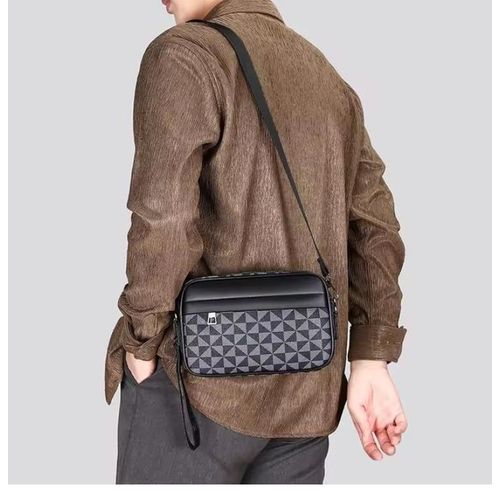 Generic Men's Black PU Leather Crossbody Bag - Adjustable Shoulder Strap