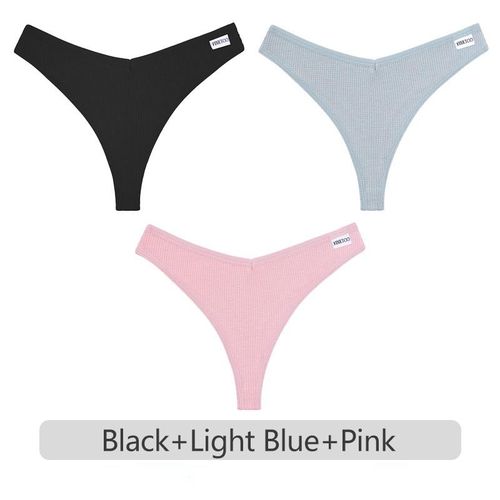 FINETOO Cotton Thongs Women 3Pcs/set Soft T-back Underpants S-XL Ladies  G-string Underwear Low Waist Cotton Panty Lingerie New