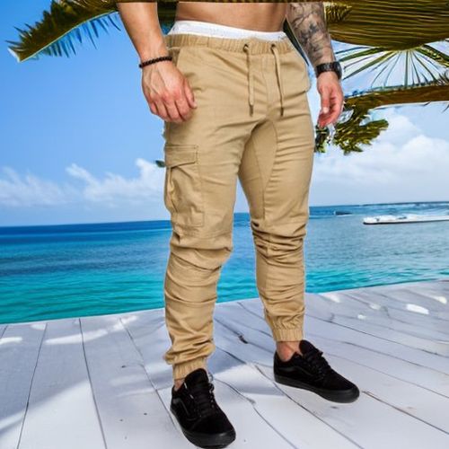 Amazon.com: Mens Athletic Joggers Pants Casual Cargo Drawstring Waist  Workout Sweatpants Hiking Pants Khaki : Clothing, Shoes & Jewelry