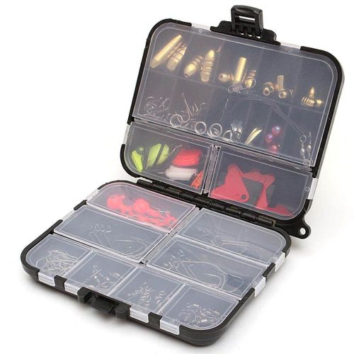 Generic 128pcs Hooks Baits Tackle Box Full Storage Case Tool Set Black