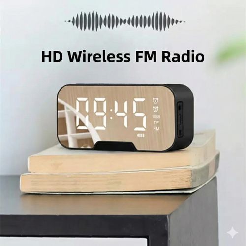 Winwolf Bluetooth Speaker Alarm Clock with LED Mirror Display FM Radio - White - image 5