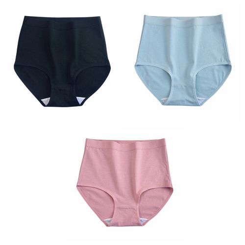 Fashion 3 PCS Cotton Women Panties Elastic Ladies Underwear High Waist  Briefs