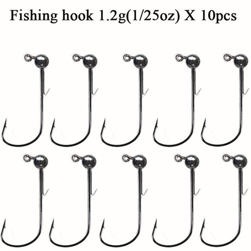 Generic 10pcs/lot Jig Head Fishing Hook Crank Jig Bait Fishhook For Soft Worm  Fishing Tackle Accessories 0.7g-7g