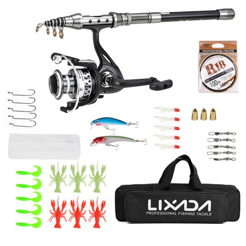 Lixada Telescopic Fishing Reel Carbon Fiber Fishing Rod Spinning