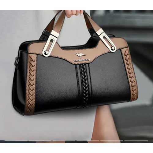 Kaidifeiniroo Elegant Two-Tone Braided Top-Handle Handbag