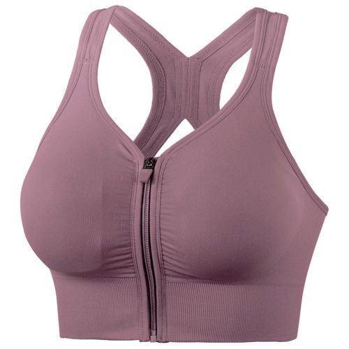 Fashion Zip Up Sports Bras For Women Full Coverage Yoga Bra