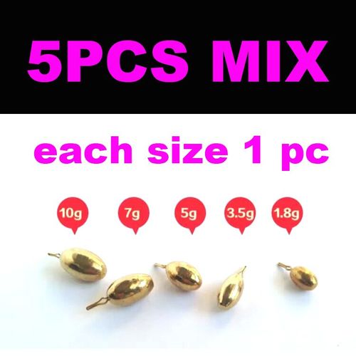 Generic JIGEECARP 5pcs Fishing Bullet Weights Stainless Brass Slip