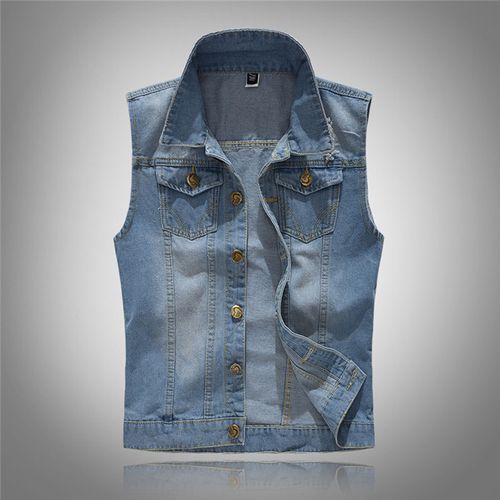 Fashion Sky Blue Light Color Men s Denim Vest Sleeveless Jacket
