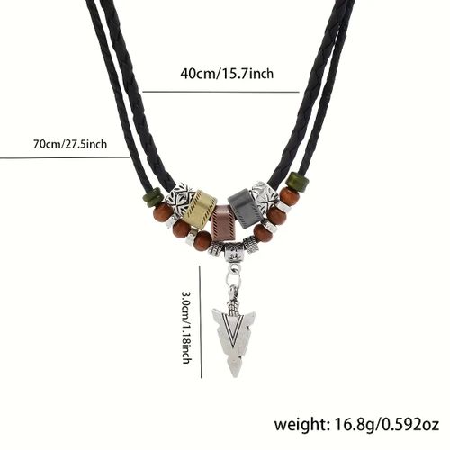 product_image_name-Fashion-Vintage Pendant Necklace - Double layer Leather Rope Braided Bead Necklace-8