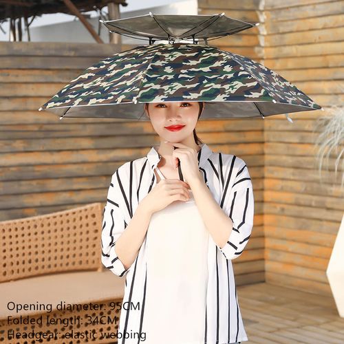 Generic Fishing Umbrella Hat Double-layer Head-mounted Umbrella