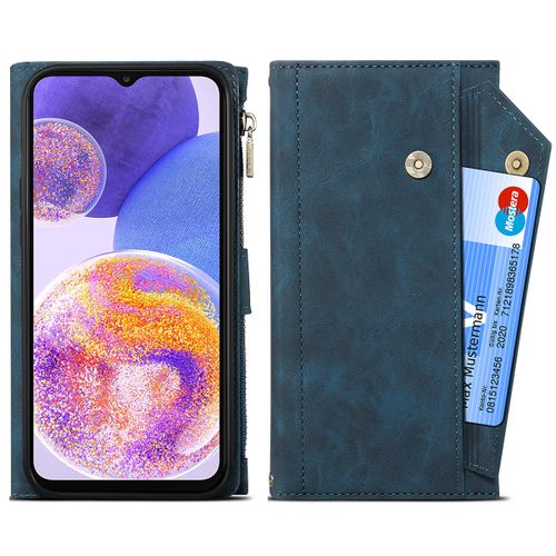 For Samsung Galaxy A23 Wallet Case,Leather Zipper Magnetic Flip Card Phone  Case