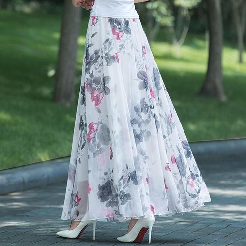Generic 3xl Plus Size Women Floral Skirts Summer High Waisted Maxi Chiffon Long Skirt Beach Skirt Pleated Boho Skirts Women Clothes C485 Jumia Nigeria